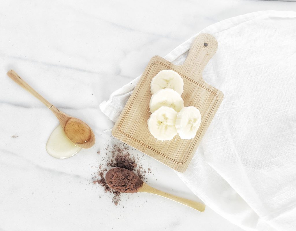 Chocolate smoothie - cocoa powder, honey, bananas