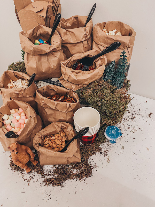 woodland  birthday party - trail mix bar